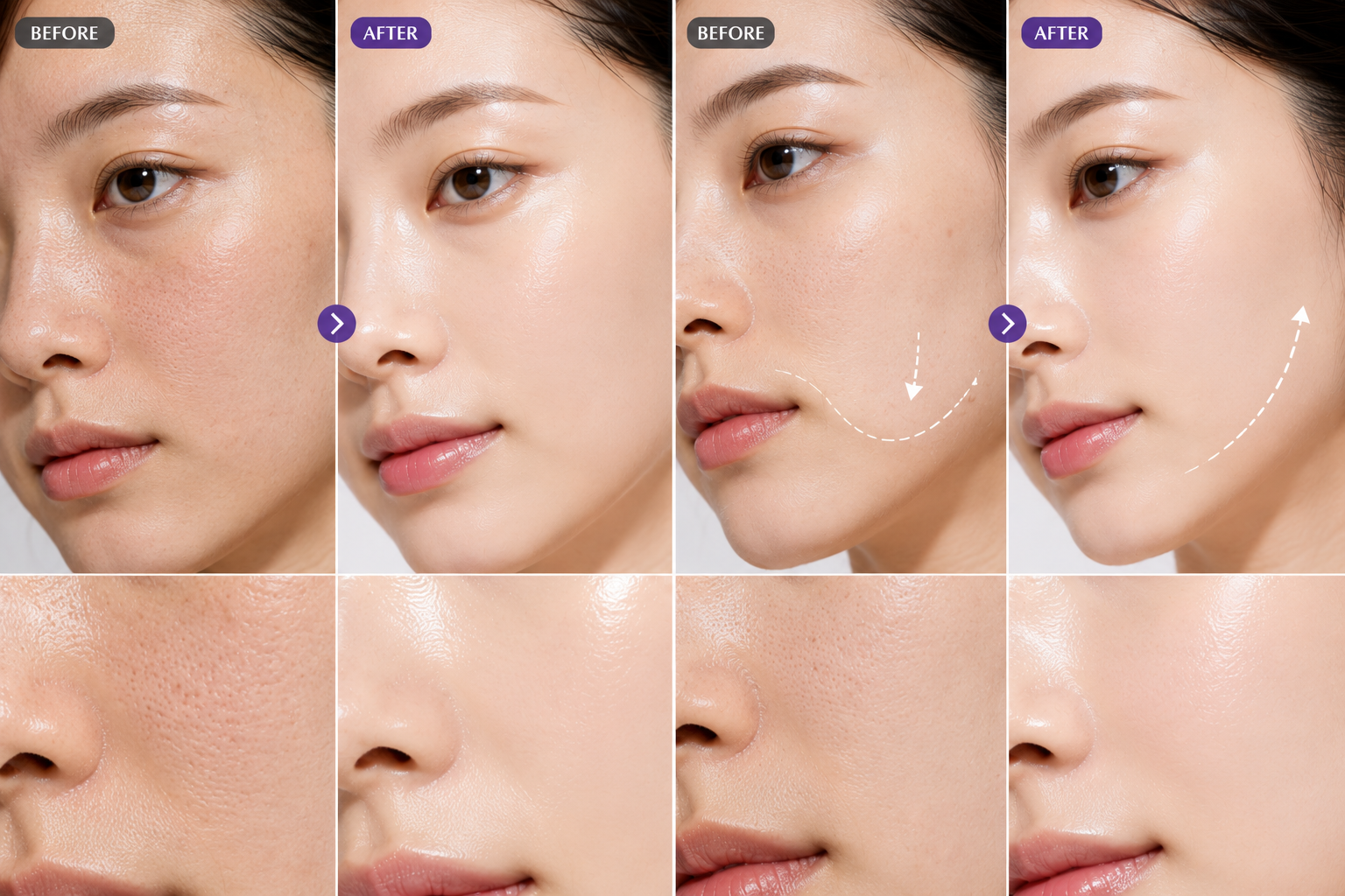 Hình ảnh trước và sau khi dùng mặt nạ Calliané - da mịn và nâng cơ V-line